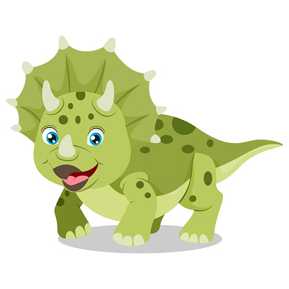 Vector Illustration of Cute green triceratops dinosaur cartoon