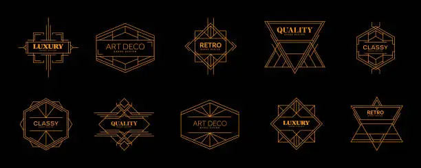 Vector illustration of Set of Art deco badge design template in luxury design style.