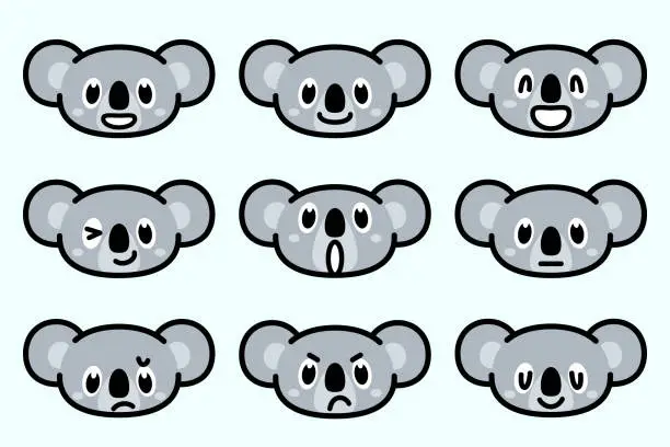 Vector illustration of Cute facial expression icon of the koala