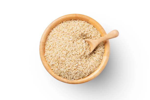 brown rice stock photo