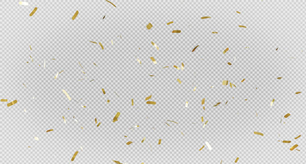 istock 3d render of golden confetti with flying. 1407028660