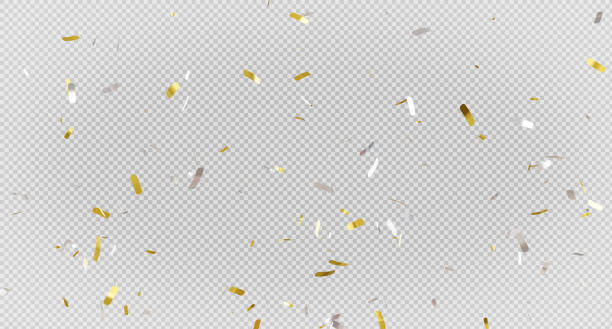 istock 3d render of golden confetti with flying. 1407028661