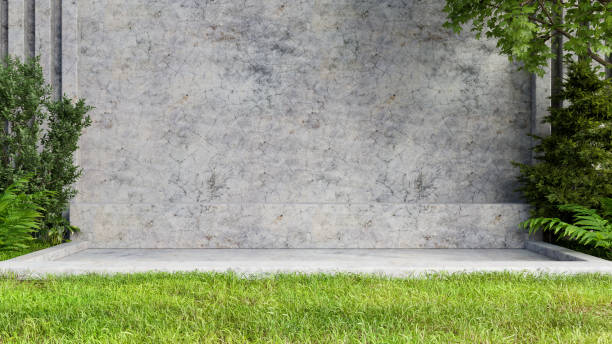 istock Empty exterior concrete wall with seat concrete. 1407030898