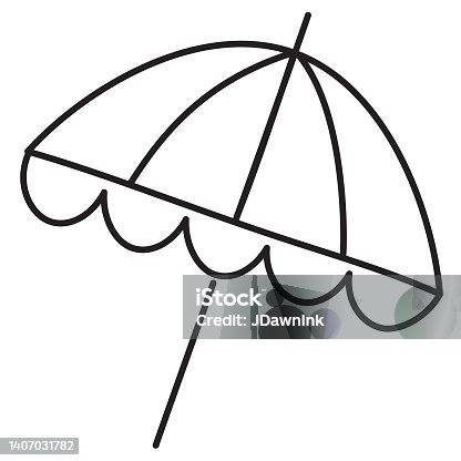 istock Summer Carnival umbrella  thin line Icon - editable stroke on white background 1407031782