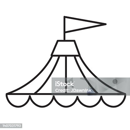 istock Summer Carnival big top circus thin line Icon - editable stroke on white background 1407031793