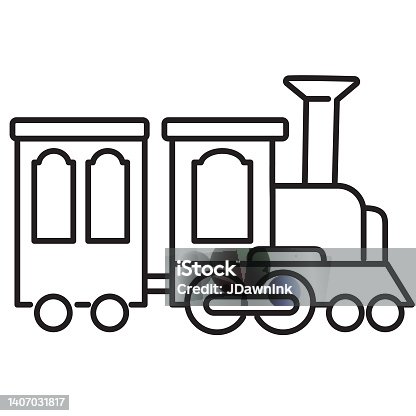 istock Summer Carnival train ride thin line Icon - editable stroke on white background 1407031817