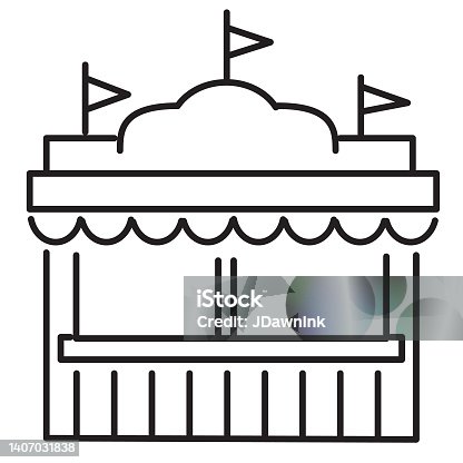 istock Summer Carnival food concession stand thin line Icon - editable stroke on white background 1407031838