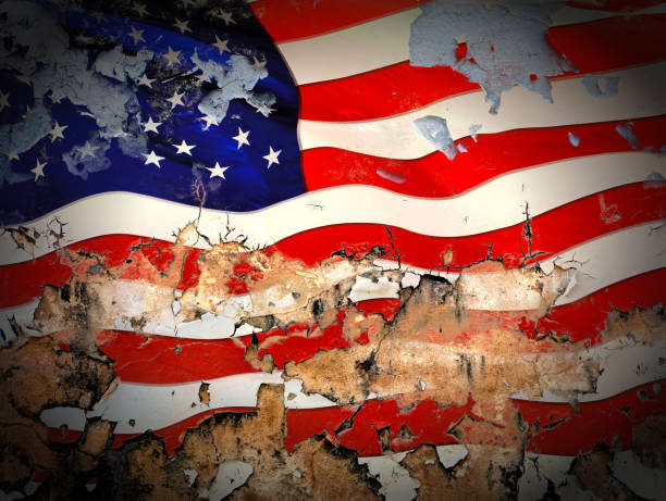 istock Grunge style damaged American flag background 1407032907