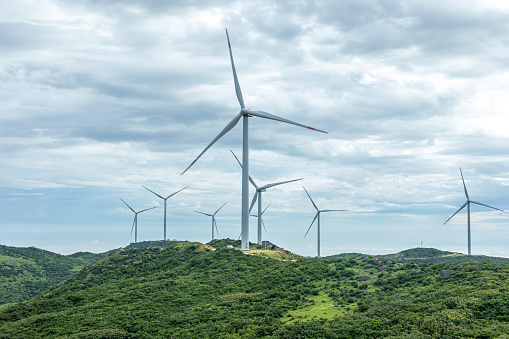 Large areas of wind power in the mountains