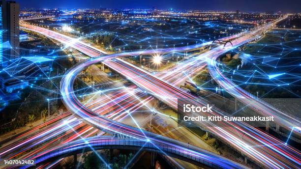 Rush Hour Fast Car Moving Night City Fast Moving Traffic Drives Moving Fast Light Each Effect Line Light Cg Time Lapse Stock Photo - Download Image Now