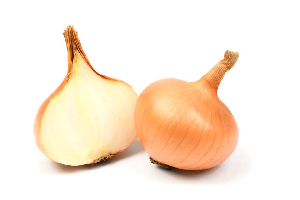 istock Yellow onion bulbs  on white background. 1407043690