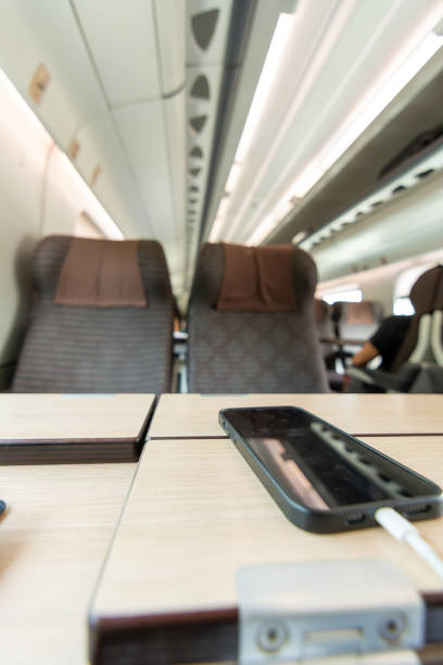 Horizontal View of Internal Side of a Train on Blurred Background