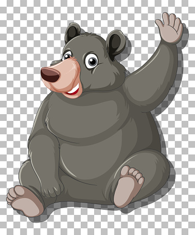 Black bear cartoon character isolated illustration