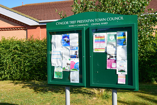 Prestatyn, UK. Jun 22, 2022. A community noticeboard for the central ward of Prestatyn Town Council.