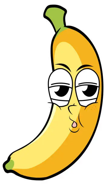 Vector illustration of Banana with silly face