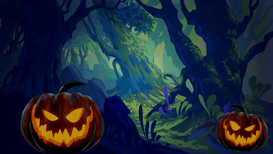 Beautiful Halloween Background, All elements are in separate Layers and grouped. Very easy to edit.