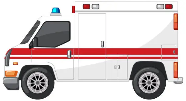 Vector illustration of Emergency ambulance on white background