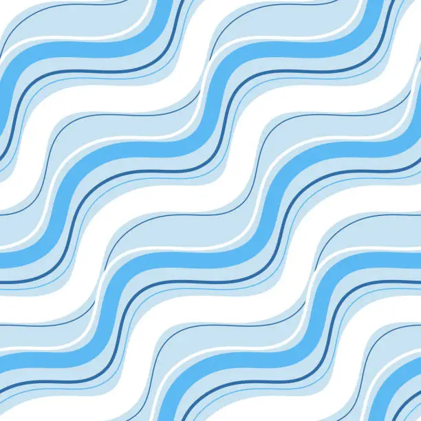 Vector illustration of Wavy pattern blue background wave seamless pattern