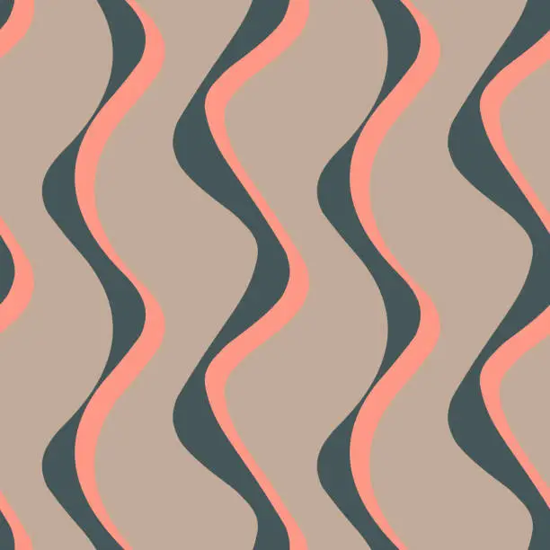 Vector illustration of Abstract pink gray wavy line wave seamless pattern