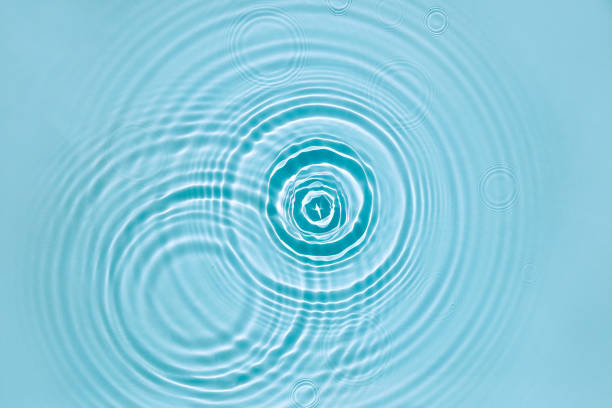 istock Blue water texture, surface with rings and ripples. Spa concept background. Flat lay, copy space. 1407057893