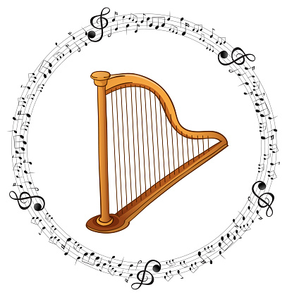 Harp instrument on white background illustration