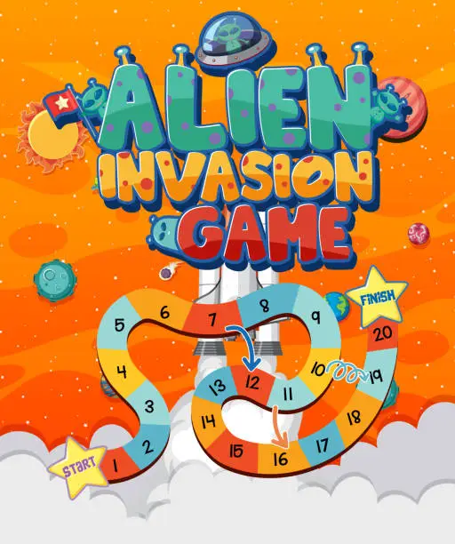 Vector illustration of Game template with space theme background
