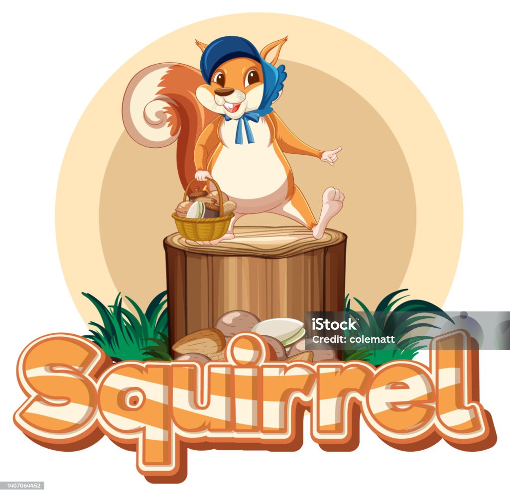 Sticker Design For Word Squirrel Stock Illustration - Download Image