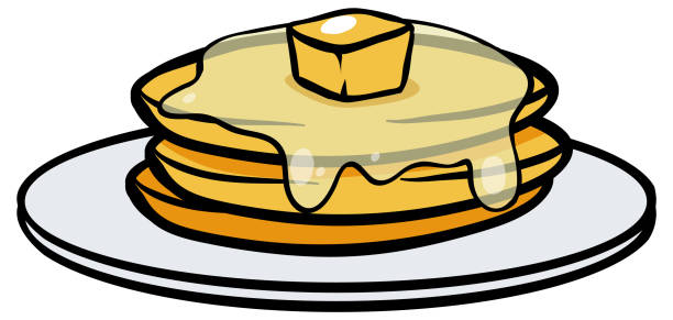 ilustraciones, imágenes clip art, dibujos animados e iconos de stock de pancake en la placa - pancake illustration and painting food vector