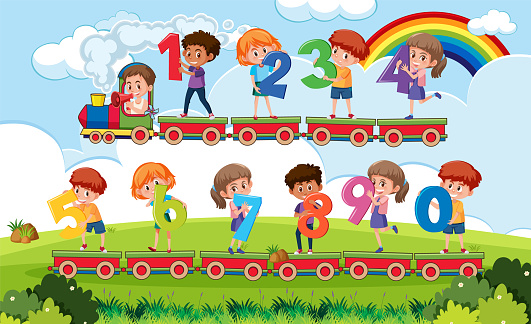 Counting number 0 to 9 for kids illustration