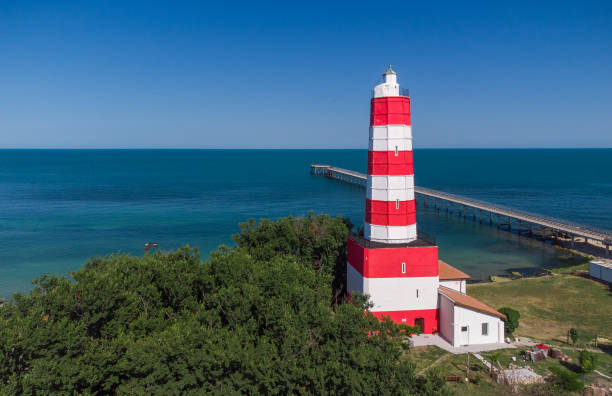 istock Shabla Lighthouse at summer day, aerial view. Bulgaria 1407067720