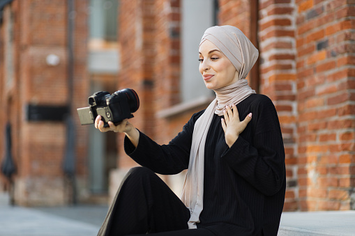 Arab Girl Takes Pictures Of Herself On Camera Stock Photo Download Arab Girl Takes Pictures Of Herself On Camera Stock Photo Download