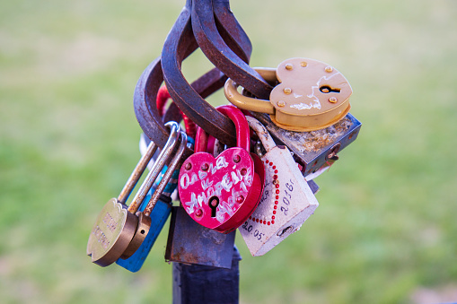 Signs of love and loyalty. Closed locks in the form of hearts