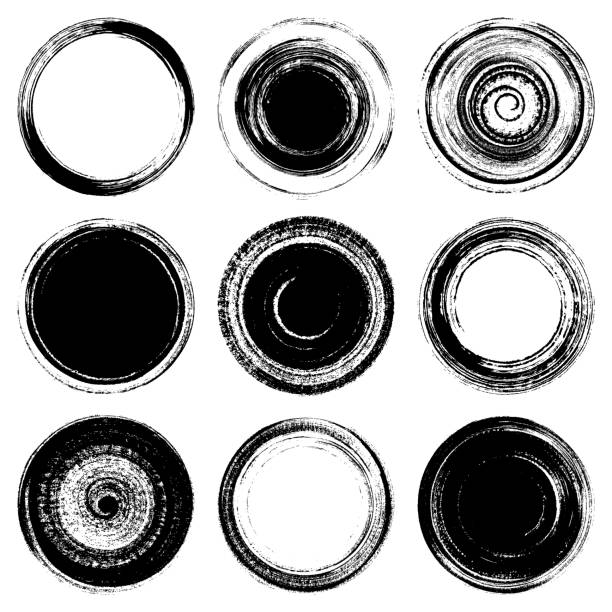 Set of grunge circles vector art illustration