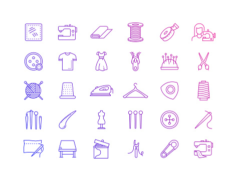 Simple Set of Sewing Related Vector Line Icons. Outline Symbol Collection