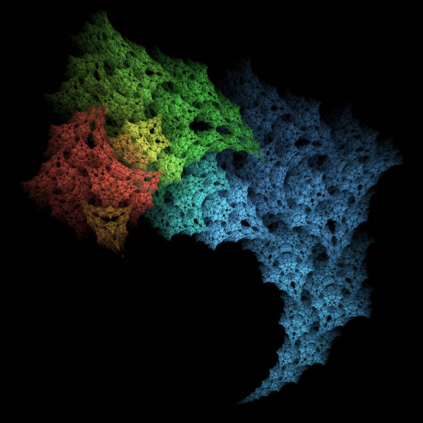 Abstract fractal art background. Infinitely repeating very detailed rainbow colored shapes.