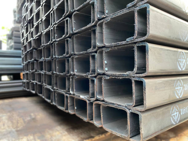 stack of light lip channel steel or C channel steel for construction supplies stack of light lip channel steel or C channel steel for construction supplies structural steel stock pictures, royalty-free photos & images
