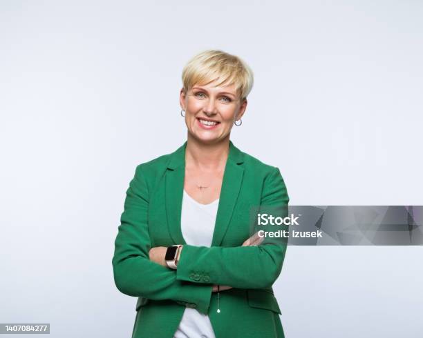 Portrait Of Happy Businesswoman Stock Photo - Download Image Now - Mature Women, Looking At Camera, Portrait