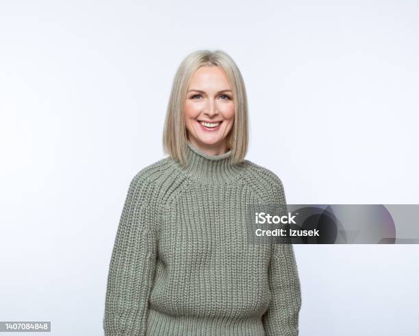 Portrait Of Smiling Mature Women Stock Photo - Download Image Now - 40-49 Years, Adult, Adults Only