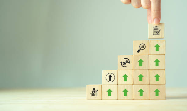 istock Kaizen concept; the continuous improvement in business for efficiency and effectiveness. Kaizen cycle; improve, continuous, process, result, standard solution. Quality improvement, standardization. 1407085994