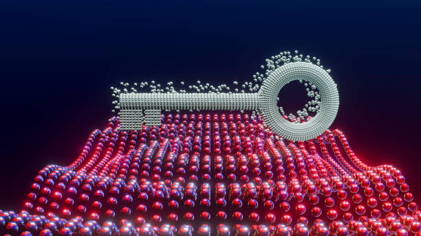 redes cuánticas ondulantes y la clave de la criptografía cuántica - key pattern fotografías e imágenes de stock