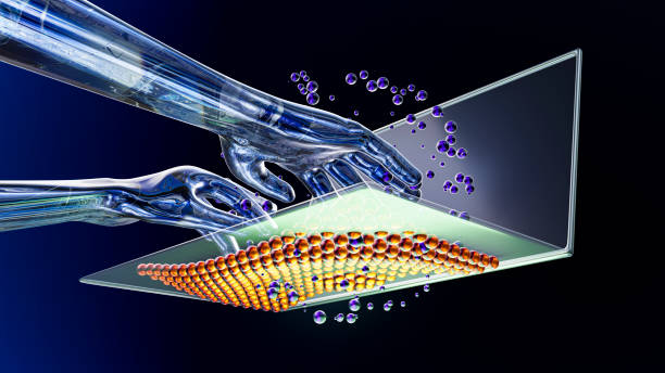 istock Artificial Intelligent Robot Hands Tapping Keys of a Laptop Quantum Computer and Wavy Keyboard 1407086344