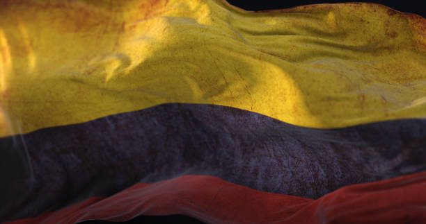 istock Old flag of Colombia waving 1407086456