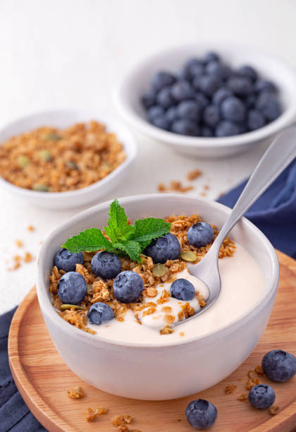 istock Plant-based yogurt with gluten free granola and fresh blueberries 1407087721
