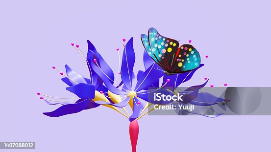 istock New genome-edited purple flowers and blue-reflecting butterflies 1407088012