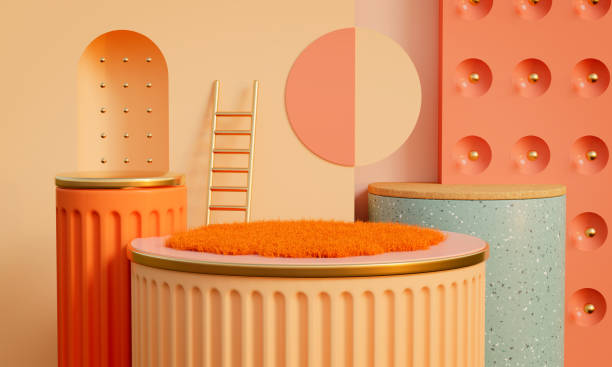 3d rendering of pedestal and abstract background.