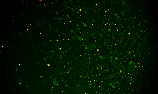 Defocused glitter vintage lights background.  On green-gold coloured.