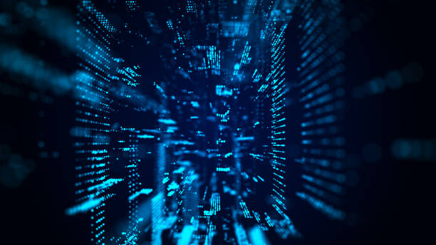 istock Abstract wireframe tunnel. Blue wormhole. 3D portal grid. Futuristic fantasy funnel. 3d rendering. 1407090439