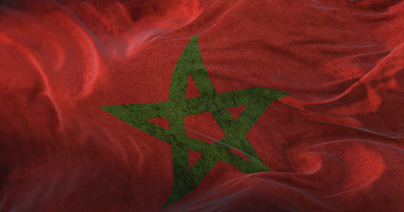 Old Morocco Flag waving at wind