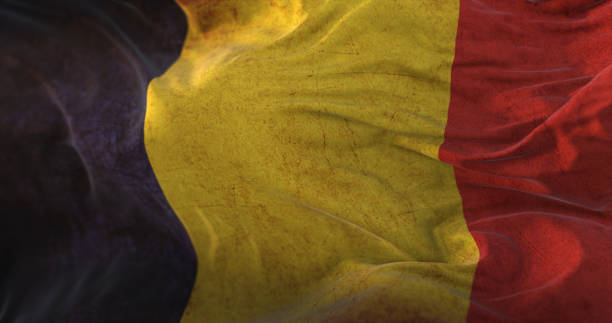 istock Old Romanian Flag waving at wind 1407092219