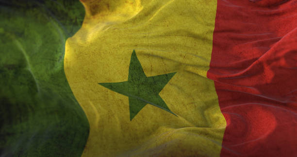 istock Old Senegal Flag waving at wind 1407092996